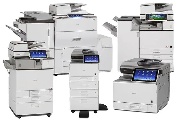 A professional lineup of Ricoh and Sharp multi-function printers available for certified repair and hardware maintenance in Long Beach.